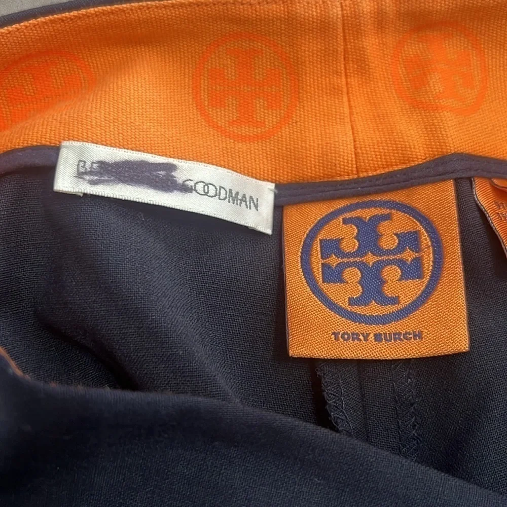Tory Burch for Bergdorf Goodman Navy Blue Wool Wide Leg Pants